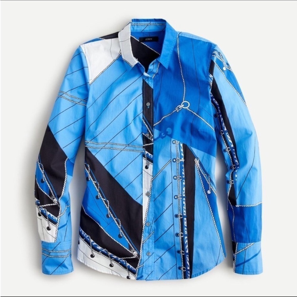 J.Crew Slim Perfect Cotton Poplin
Shirt Blue Ratti Regatta Print